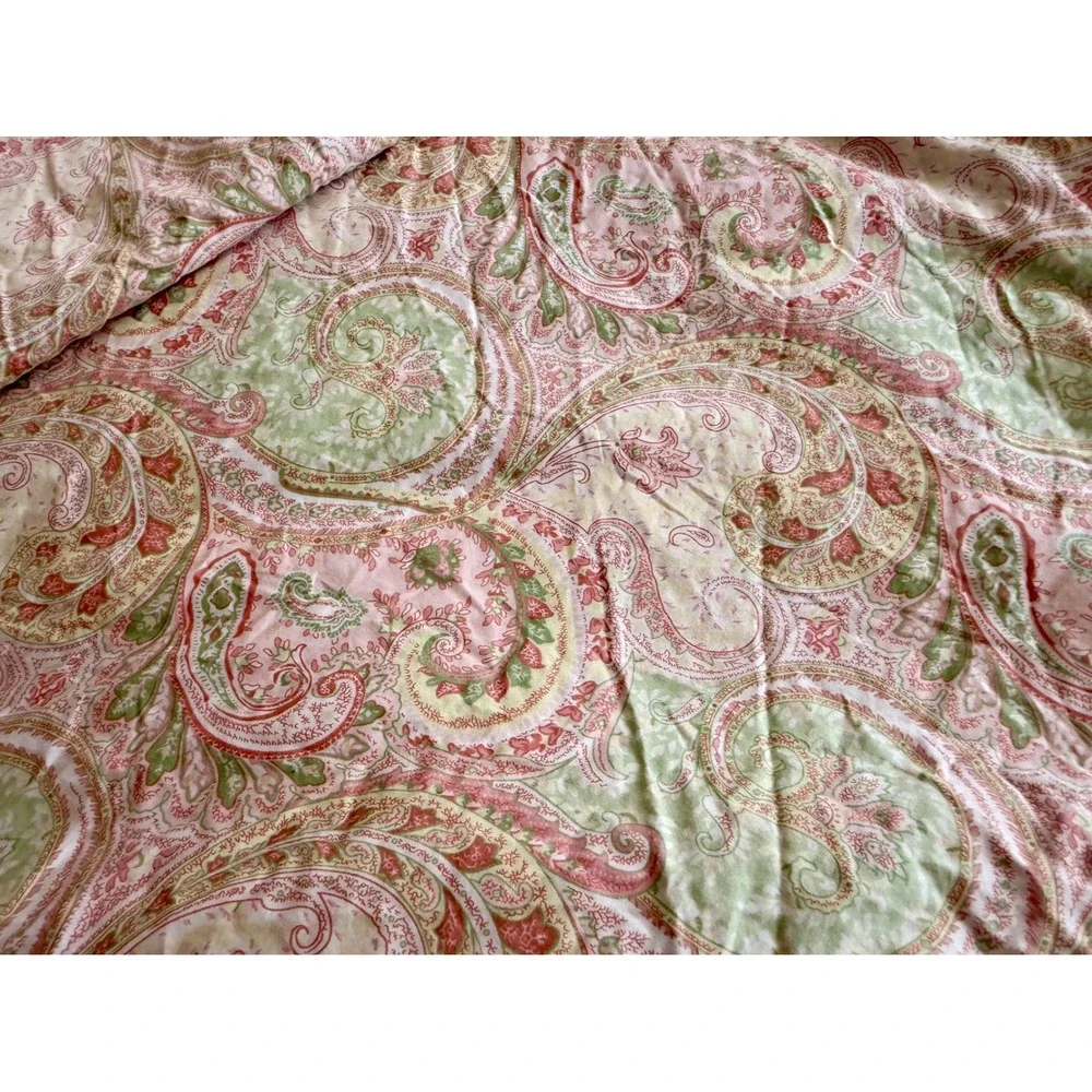 Kas Full Size Duvet Cover Pink Green Paisley Reversible Bohemian Bedding